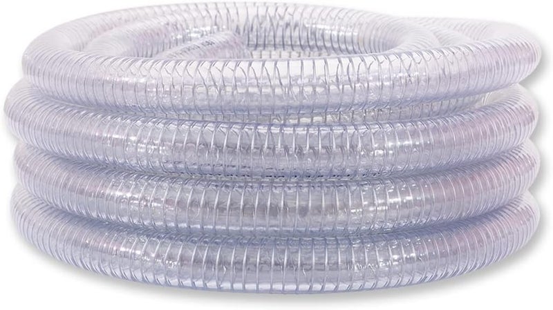 DAVCO 3/8" ID x 25 ft PVC Reinforced Tubing With Spiral Steel Wire, High Pressure Flexible Vinyl Hose Heavy Duty Clear Suction Tube,Non-Toxic, Vacuum Dust Collection Pipe - Image 2